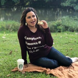 Fall Long Sleeve Maroon Graphic Women Tees